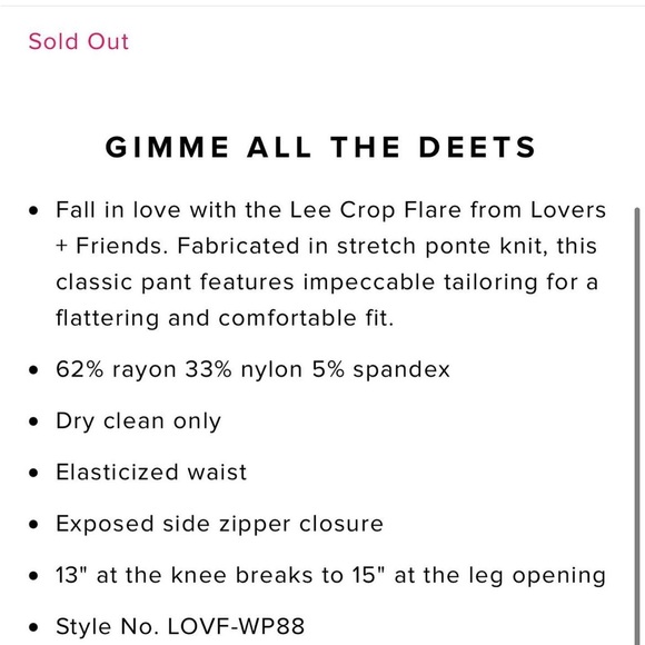 Lovers + Friends Lee Crop Flares - Picture 2 of 3